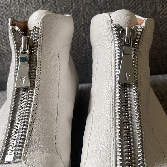 Frye Women's Lena Topstitched Platform White Leather Zip Up High Top Sneaker 10M - Picture 8 of 16